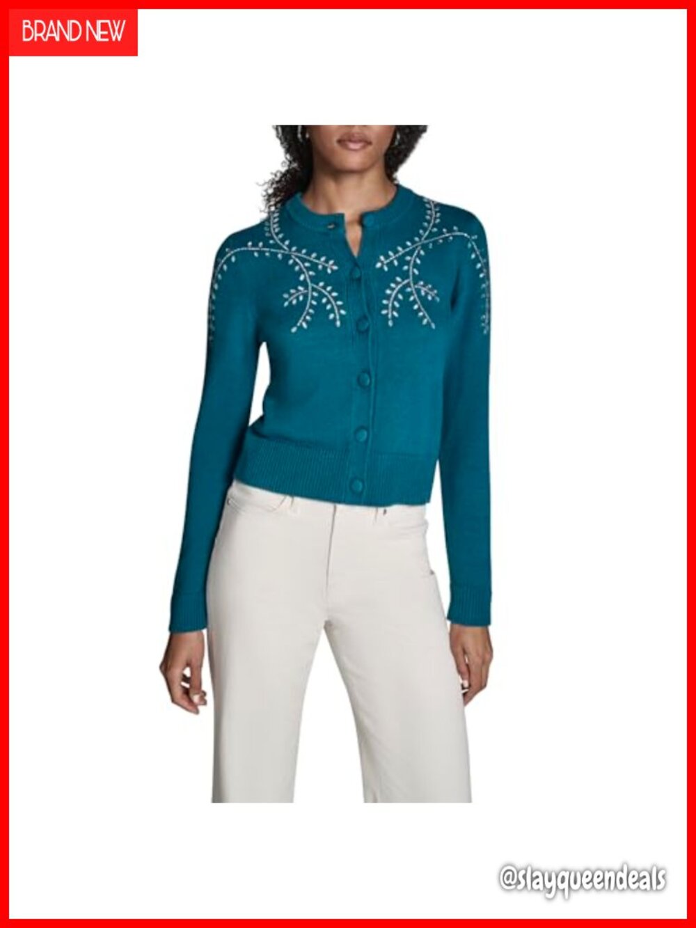 Long Sleeve Cardigan with Hotfix Leaf Detail Regular Fit